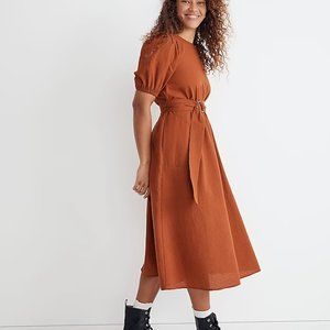 Madewell Seersucker Belted Midi Dress